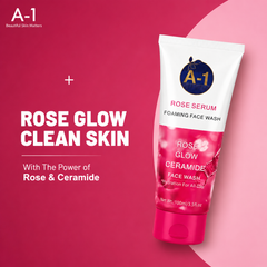 A-1 Rose Serum Foaming Face Wash | Rose Glow Ceramide Formula | All-Day Hydration | 100ml