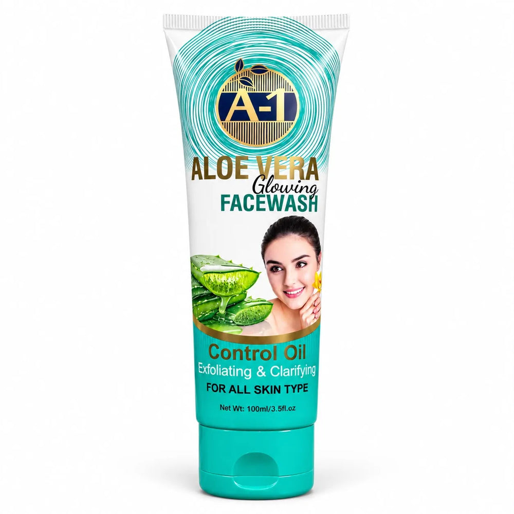 A-1 Aloe Vera Glowing Face Wash – Oil Control, Exfoliating & Clarifying (100ml) - A1 Cosmetics Face Wash