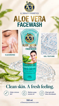 A-1 Aloe Vera Glowing Face Wash – Oil Control, Exfoliating & Clarifying (100ml) thumbnail 3