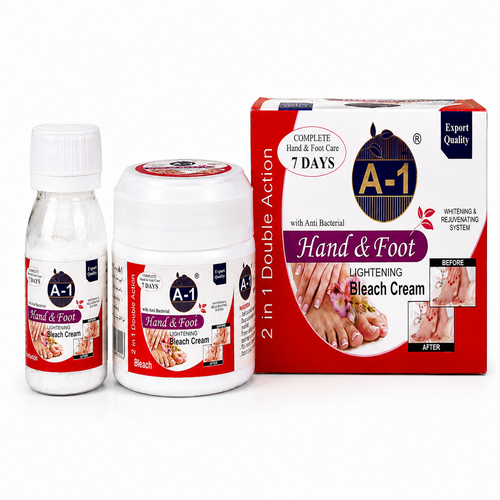 A-1 Hand & Foot Lightening Bleach Cream – 2-in-1 Double Action, Anti-Bacterial Formula