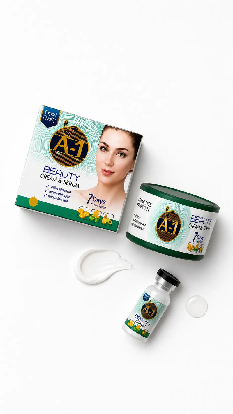 A-1 Beauty Cream & Serum Set | Visible Whiteness, Anti-Wrinkle & Dark Spot Reducer