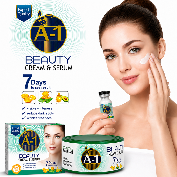 A-1 Beauty Cream & Serum Set | Visible Whiteness, Anti-Wrinkle & Dark Spot Reducer