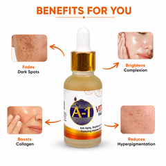 A-1 Vitamin C Face Serum – Anti-Aging & Brightening, Vegan Formula