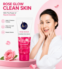 A-1 Rose Serum Foaming Face Wash | Rose Glow Ceramide Formula | All-Day Hydration | 100ml