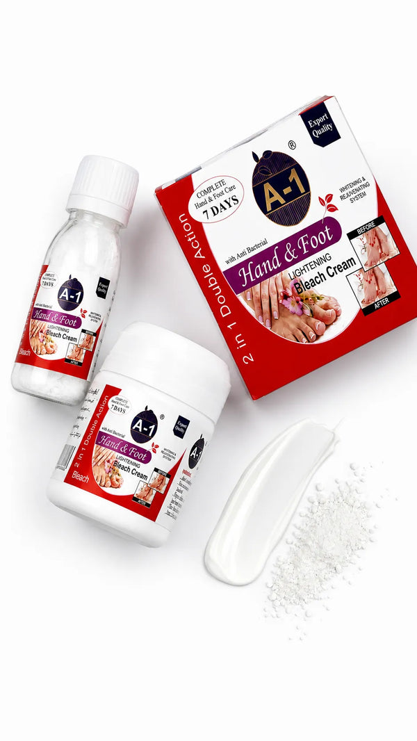 A-1 Hand & Foot Lightening Bleach Cream – 2-in-1 Double Action, Anti-Bacterial Formula