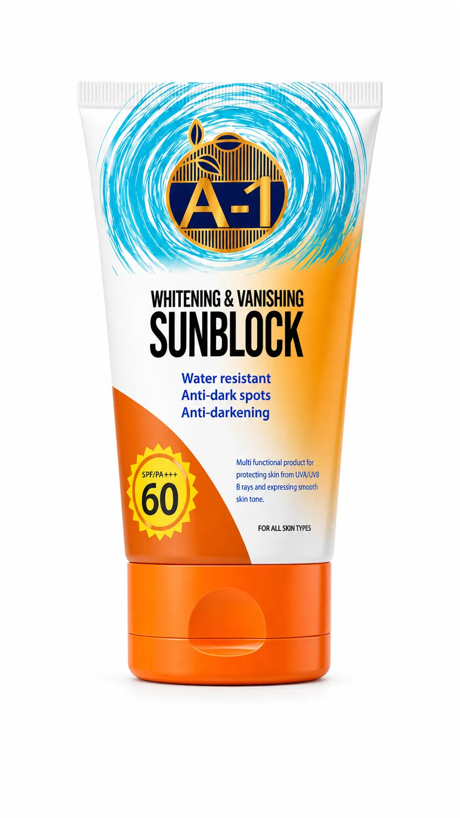 A-1 Sunblock SPF 60 – Whitening & Vanishing Formula, Water Resistant