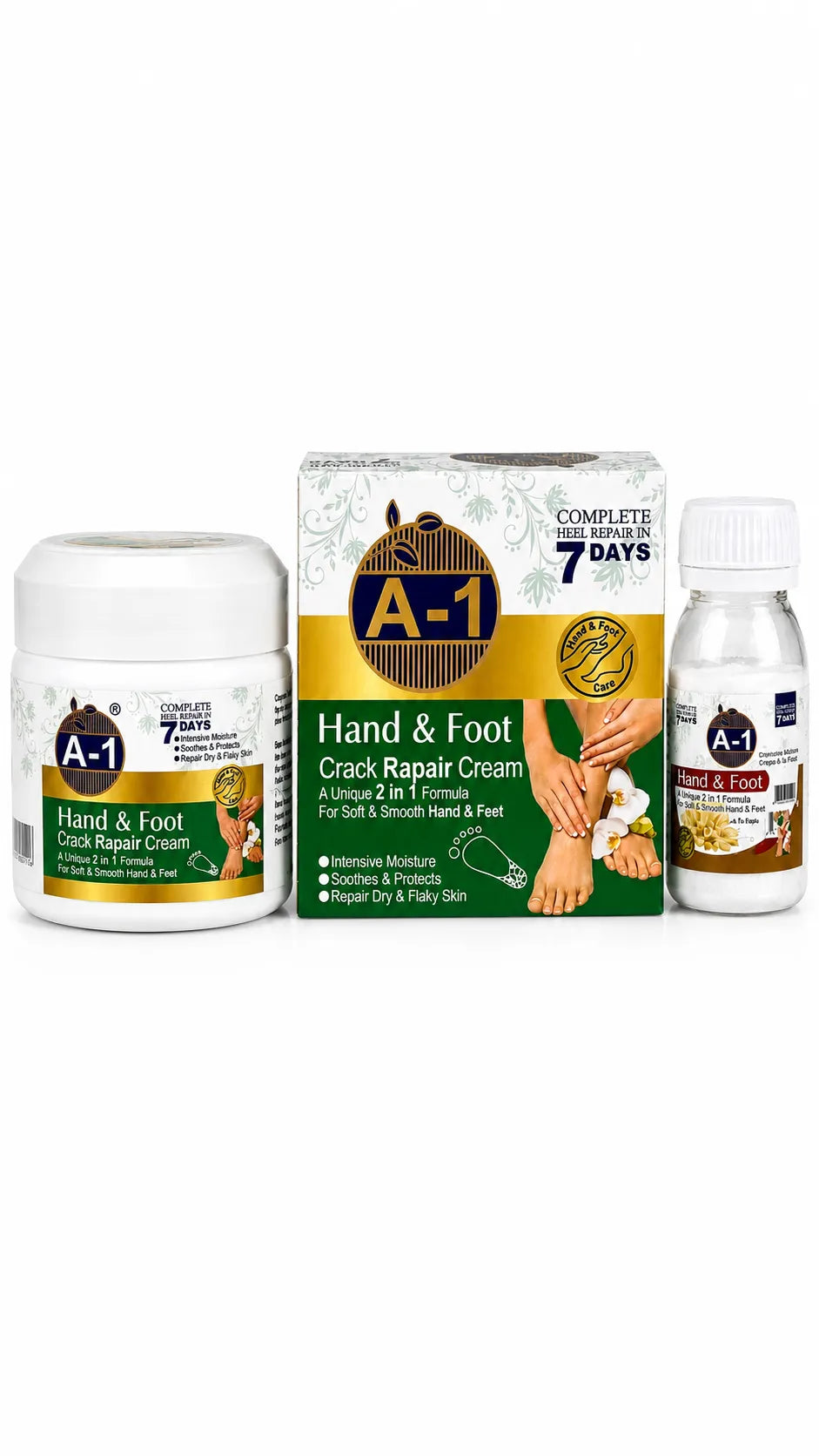 A-1 Hand & Foot Crack Repair Cream | 2-in-1 Formula for Soft & Smooth Skin